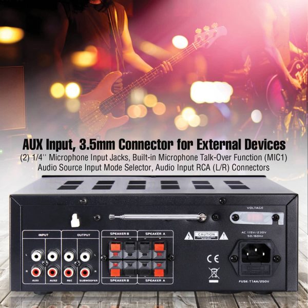 Pyle Bluetooth Stereo Receiver 250W FM Radio USB SD Card-3
