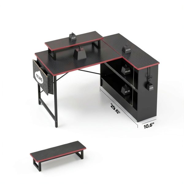 Bestier 42 Inch L Shaped Gaming Desk with Monitor Stand-1