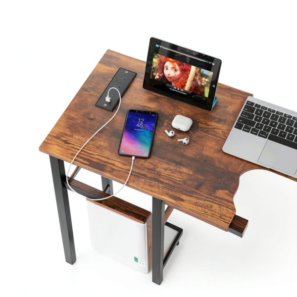 Kadyn Computer Desk Charging Station Drawer Adjustable Shelf-1