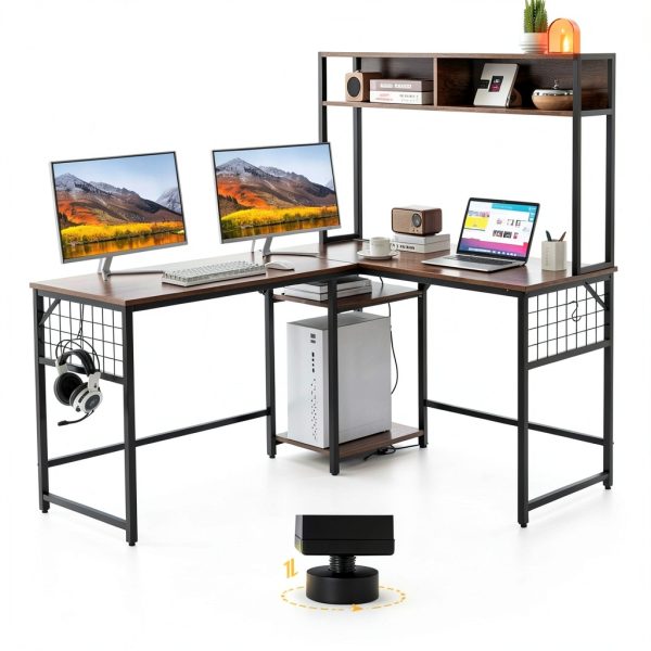 Kadyn L Shaped Desk Power Outlet Hutch Rustic Home Office-6