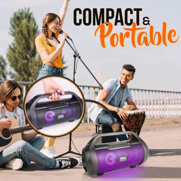 Pyle Bluetooth Speaker Waterproof Portable Boombox Stereo-8