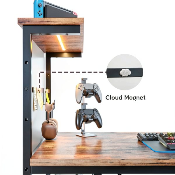 Bestier 44 Inch RGB Gaming Desk with LED Storage Shelf-5