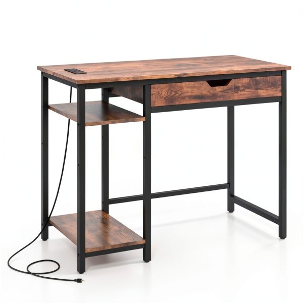 Kadyn Computer Desk Charging Station Drawer Adjustable Shelf-2