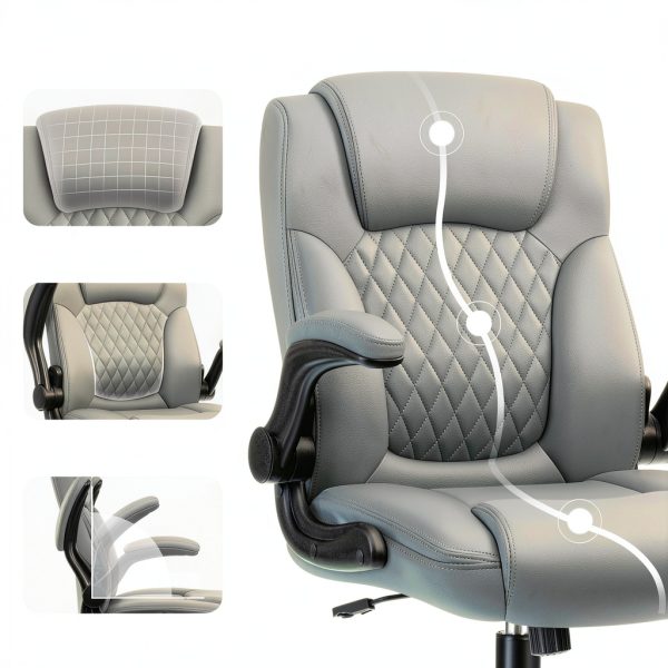 Brick Attic Office Chair Ergonomic PU Leather Flip Up-3
