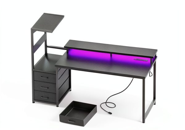AODK Reversible Gaming Desk LED Lights Charging Station-2