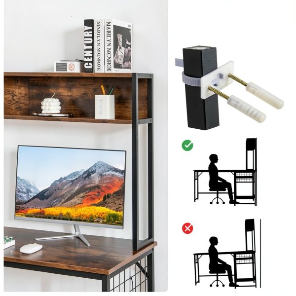 Kadyn L Shaped Desk Power Outlet Hutch Rustic Home Office-4