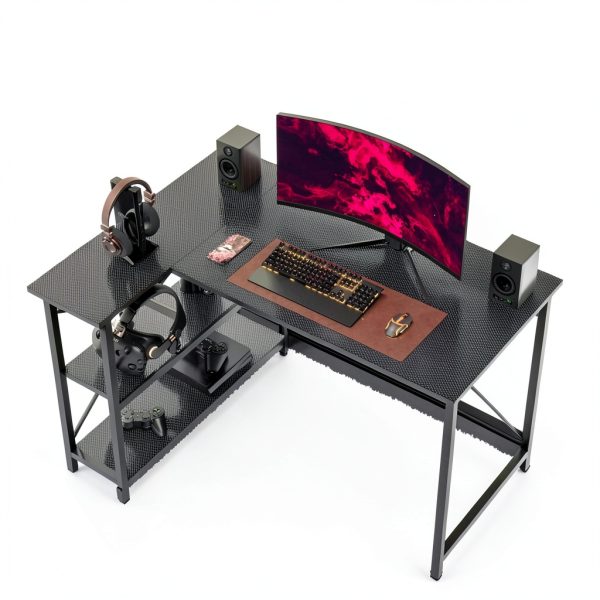 Bestier L Shaped Desk Corner Gaming Computer Desk Black-1