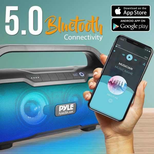 Pyle Bluetooth Speaker Waterproof Portable Boombox Stereo-6