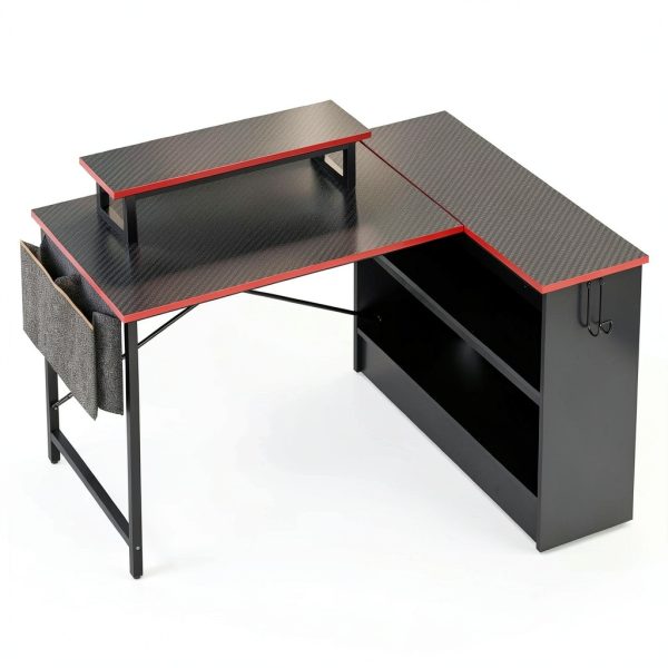 Bestier 42 Inch L Shaped Gaming Desk with Monitor Stand-3
