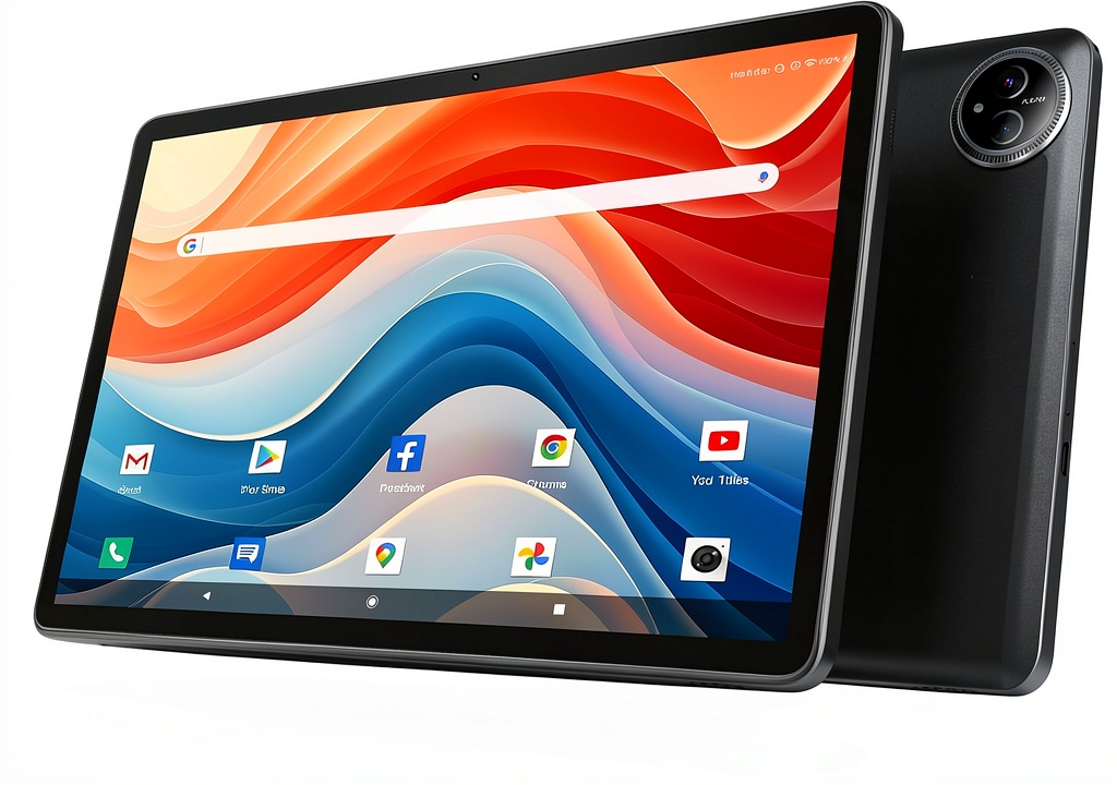 MEIZE Android 14 tablet displaying a multimedia app on its 11-inch screen