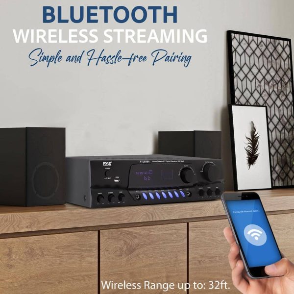Pyle Wireless Bluetooth Stereo Receiver Amplifier 200W Power-3