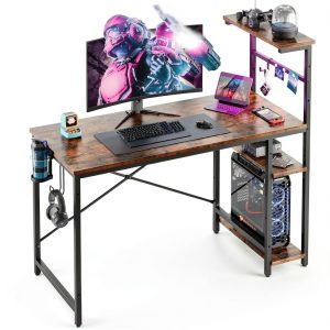 Bestier 44 Inch RGB Gaming Desk with LED Storage Shelf-0