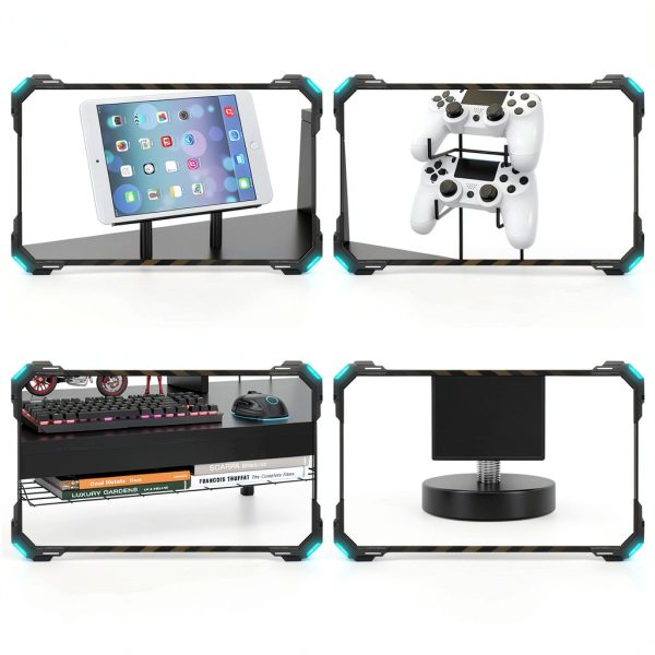 Costway Gaming Desk Cup Holder Headphone Hook 55 Wide Black-8
