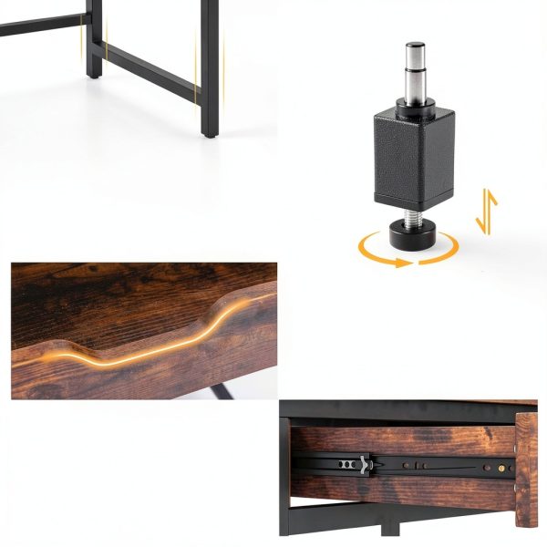 Kadyn Computer Desk Charging Station Drawer Adjustable Shelf-3
