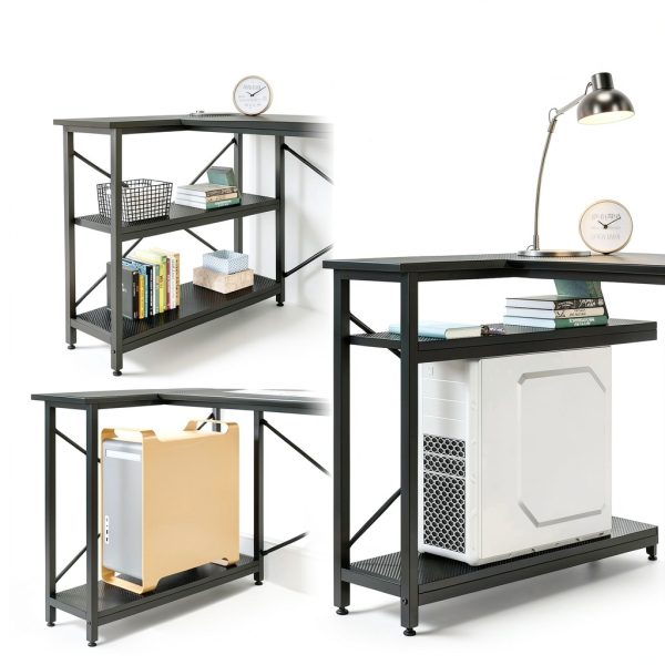Bestier L Shaped Desk Corner Gaming Computer Desk Black-3