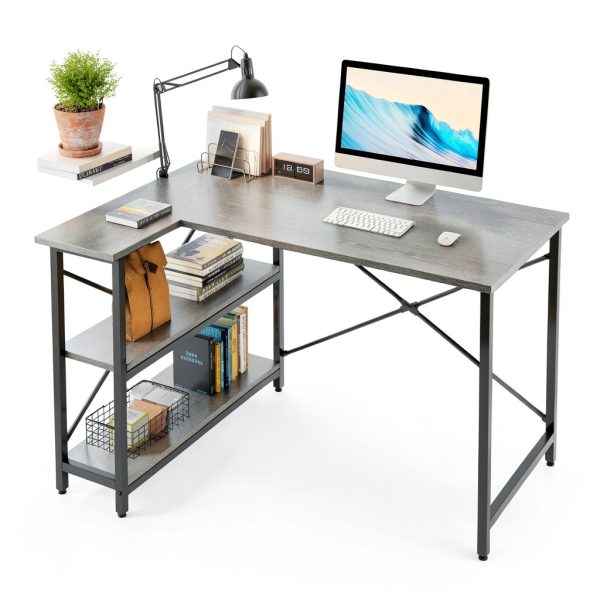 Bestier L Shaped Desk Corner Gaming Computer Desk Black-4