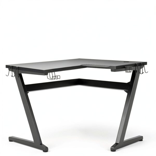 Costway Gaming Desk with Cup Holder Mousepad Black Z Frame-7