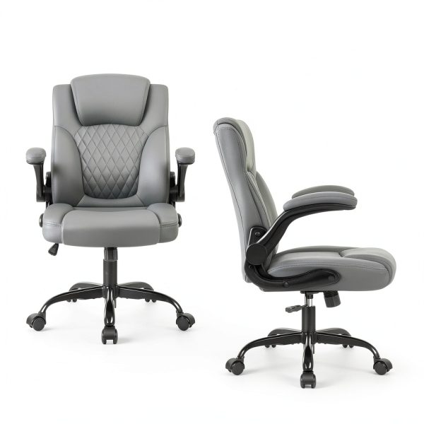 Brick Attic Office Chair Ergonomic PU Leather Flip Up-4