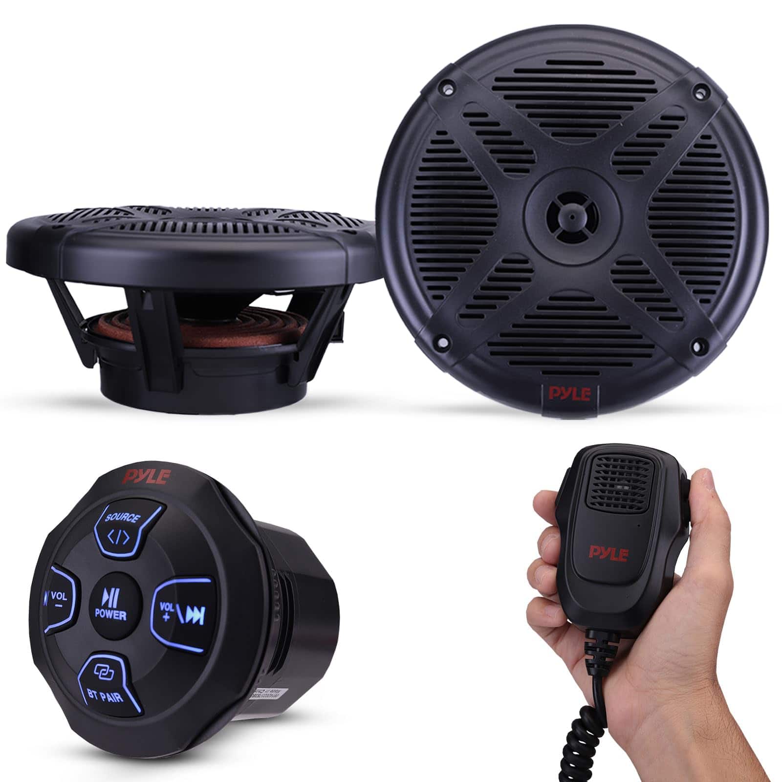 Pavo Marine Amplifier and Speaker Package mounted on a boat console