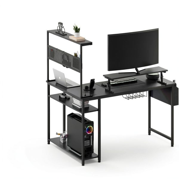 Koligey Gaming Desk with LED Power Outlet L Shaped Computer-3