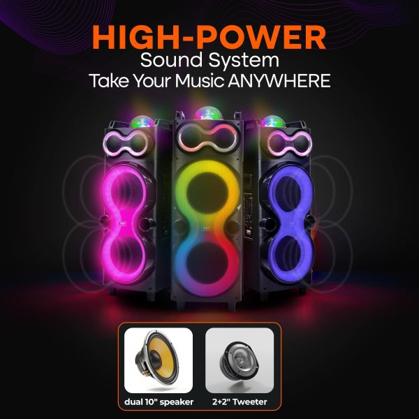 Pyle Bluetooth Party Speaker Dual 10 Inch Portable-3