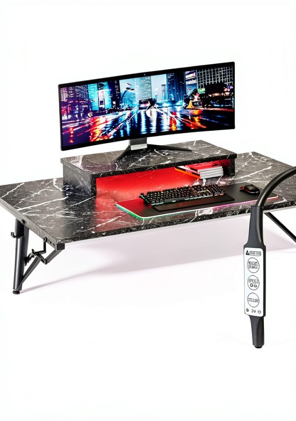 Bestier Gaming Desk RGB Lights Ergonomic Monitor Stand-7