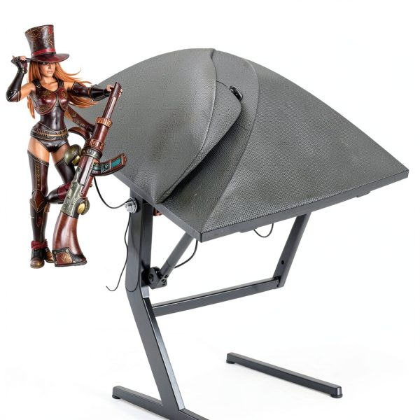 Costway Gaming Desk with Cup Holder Mousepad Black Z Frame-5