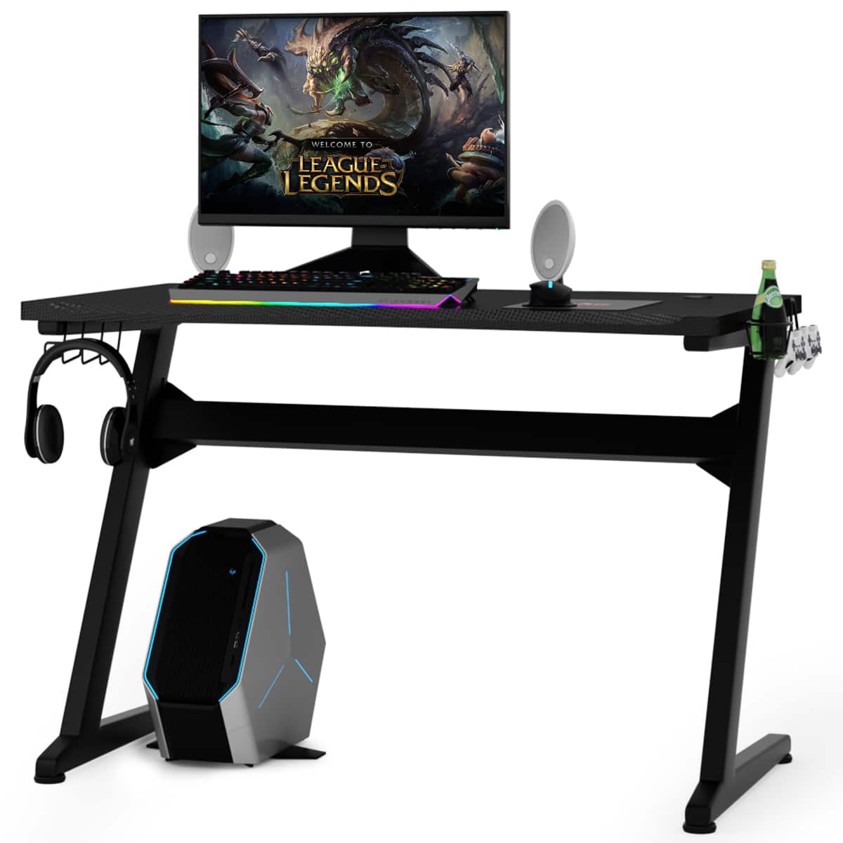 Costway Gaming Desk with accessories in a gaming room