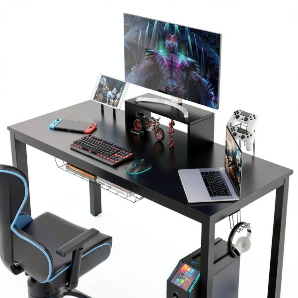 Costway Gaming Desk Cup Holder Headphone Hook 55 Wide Black-5