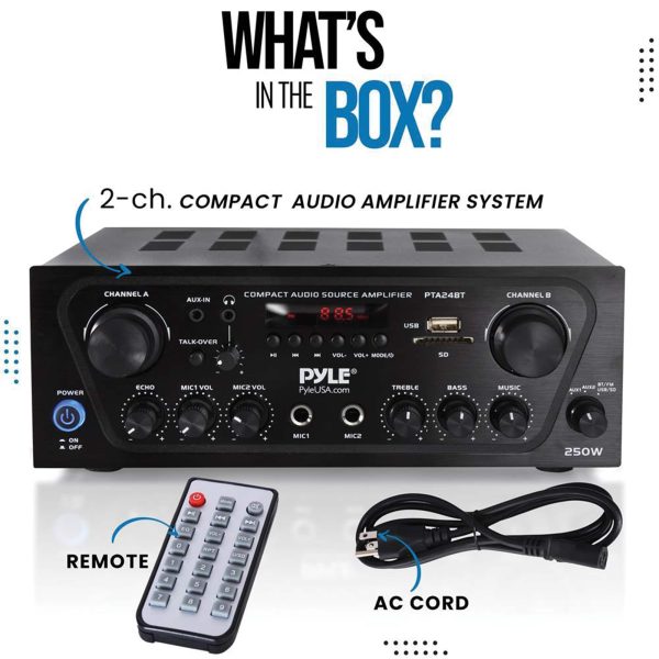 Pyle Bluetooth Stereo Receiver 250W FM Radio USB SD Card-5