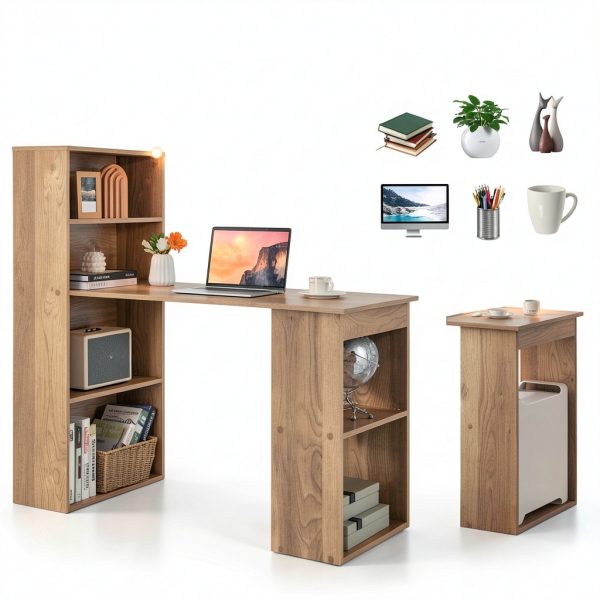 Kadyn Computer Desk with Bookshelf Storage Home Office-2
