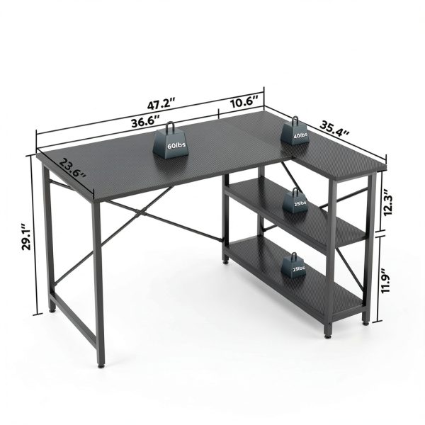 Bestier L Shaped Desk Corner Gaming Computer Desk Black-2