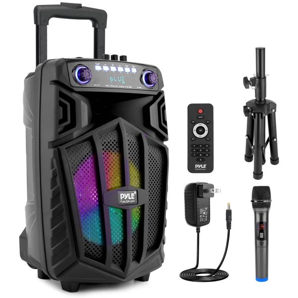 Pyle Bluetooth PA Speaker Wireless LED Lights DJ Party-0